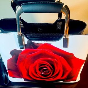 Rose Flower Print Satchel Purse
